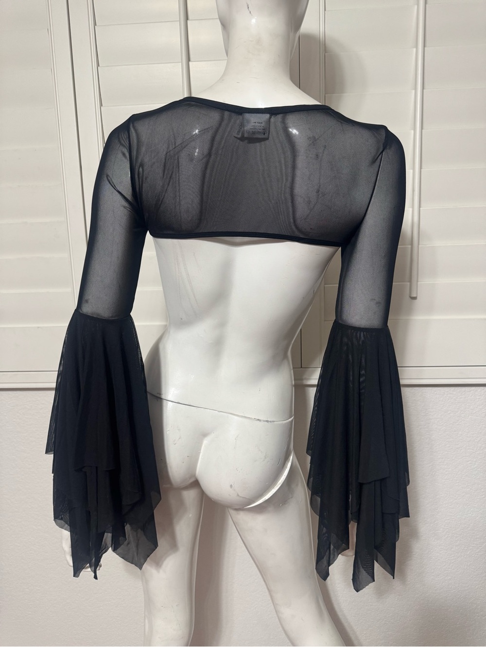 New 1x black sheer top shrug bell sleeves gothic festival rave raver goth Lolita - Picture 4 of 5